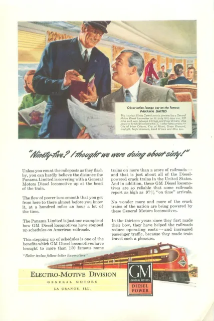General Motors Electro-Motive Division RR 95 MPH? 1950s Magazine Ad