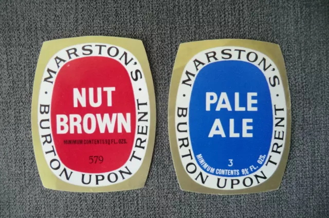 2 Mint Marston's  Nut Brown & Pale Ale Brewery Beer Labels