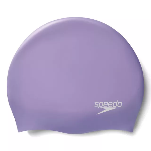 Speedo Plain Moulded Silicone Swim Cap - Miami Lilac Metallic, Silicon Swimming