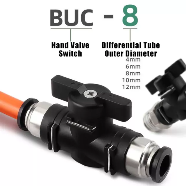 Black/White Pneumatic Ball Valve Push to Connect Fitting Air Flow Control 4~16mm 2