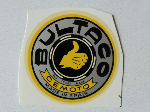 Bultaco Schriftzug Wasserabziehbild Abziehbild 54mm silber/schwarz/gelb 09530B