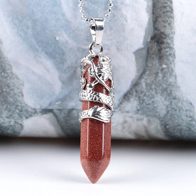 Hexagonal Natural Quartz Crystal Chakra Healing Point Pendant Necklace Jewelry