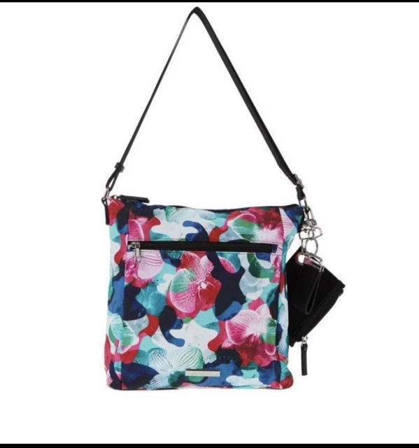 Samantha Brown To-Go Zip Front Medium Crossbody Purse Floral Recycled Fabric