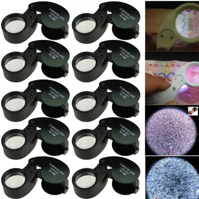 1-20x 25mm 40X Coin Jewelry Eye Loupe Magnifier LED Light Jewelers Diamond Loop