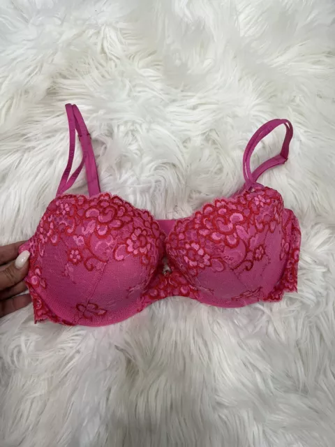 VICTORIA'S SECRET VERY SEXY PUSH UP BRA 36C PINK Red BEAUTIFUL Demi