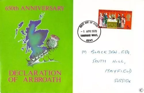 GB 1970 Declaration of Arbroath Connoisseur FDC Tunbridge Wells Cancel written