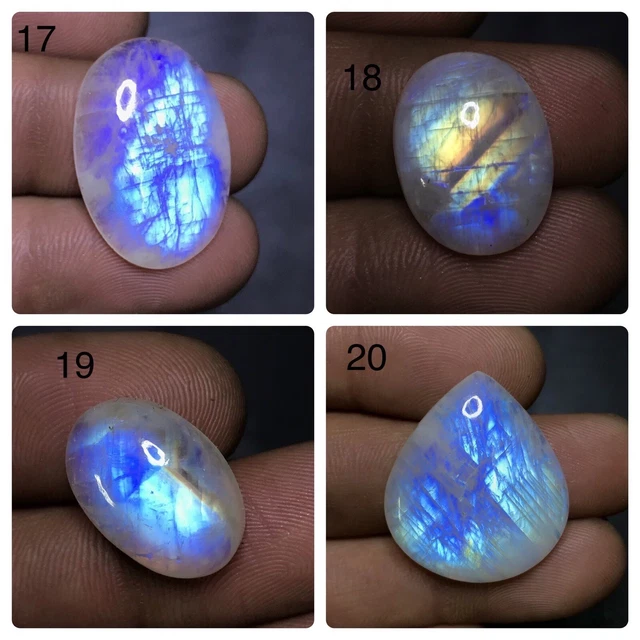 Supreme ! Natural Rainbow Moonstone Fire Cabochon  Loose Top Gemstone  AAA+ 5