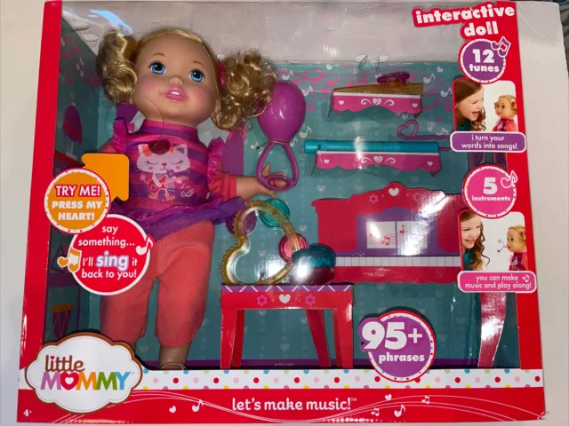 Fisher Price 14" LITTLE MOMMY LET'S MAKE MUSIC INTERACTIVE Baby DOLL INSTRUMENTS