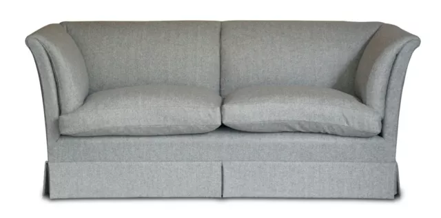 Fully Restored Howard & Son's Baring Sofa Grey Herringbone 100% Wool Upholstery
