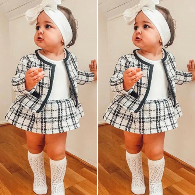 Abito cappotto bambina manica lunga top a quadretti + abito tutù abiti formali