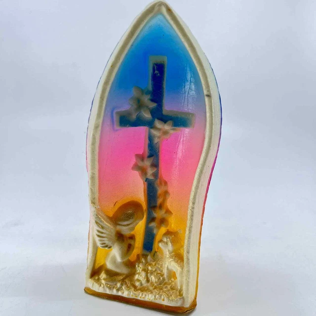 Novedad Gurley Años 50 Vela Iglesia de Pascua Ventana Ángel Rezando en la Cruz TE7