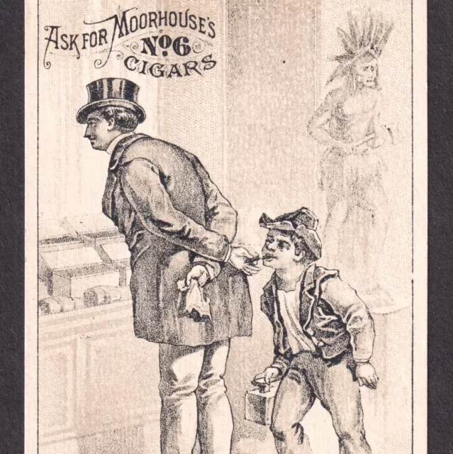 Moorhouse Cigar Store 19th Century Tobacco Wood Indian Shoe Shine Boy Trade Card