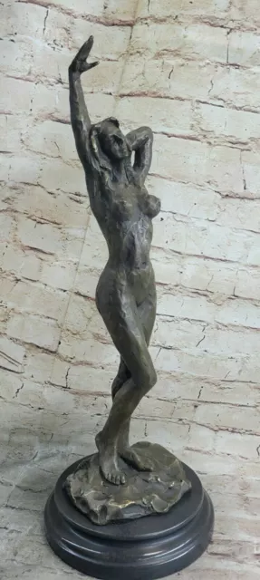 Grande Nude Statua Venere Bronzo Con Statuina Di Cherubino Scultura Art Déco