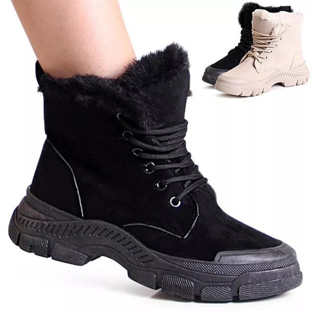 Femmes Hiver Bottines Velours Bottes Chaud Doublé Fausse Fourrure