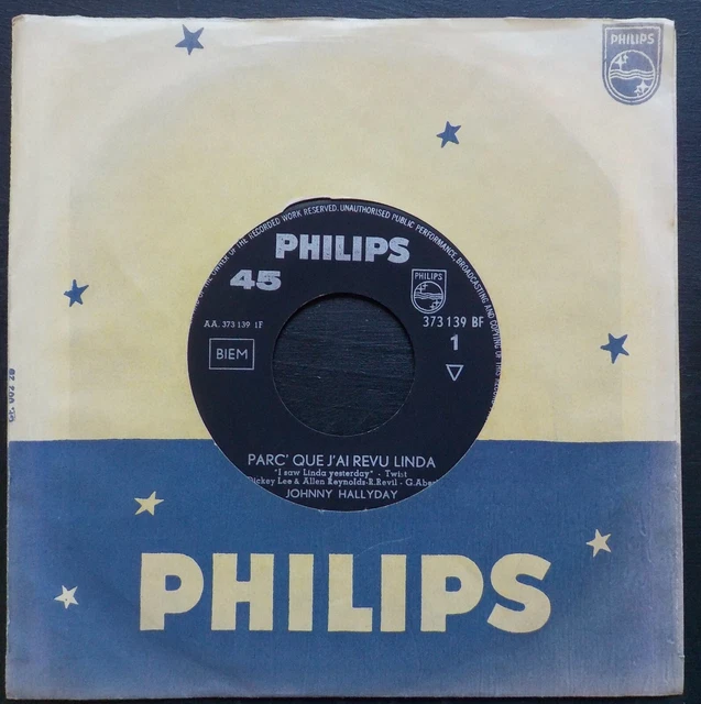 JOHNNY HALLYDAY PARCE QUE J'AI REVU LINDA 45 tours JUKE BOX Belgique Quasi neuf