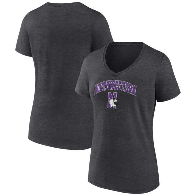 Women's Fanatics Branded Charcoal Northwestern Wildcats Campus V-Neck T-Shirt