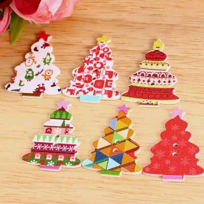 Lavori Di Cucito Maglieria 20 Bottoni Ad Albero Di Natale Da14x12mm In Legno Con Due Fori Per Adornare Creazioni Di Gioielli 
