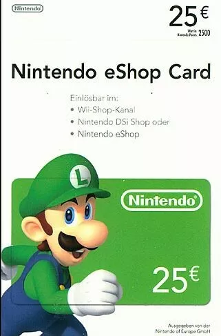 Nintendo eShop Card 25 Euro Code Email