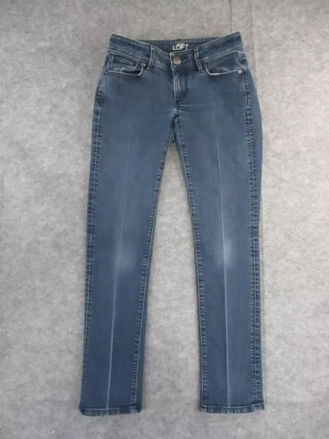 Ann Taylor LOFT Jeans Womens 00P PETITE Blue Denim Curvy Straight Low Rise 25x28