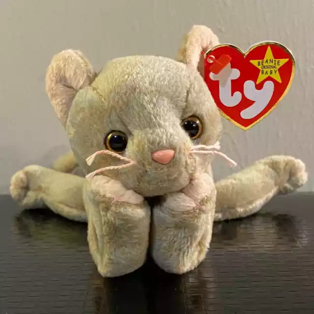 RARE Ty Beanie Baby SCAT 🐈 the cat with tag ERRORS and serious personality!🔥