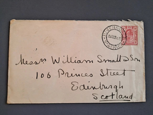 SOUTH AFRICA 1912 TRANSVAAL RIVERSDALE TO   EDINBURGH SCOTLAND 1d