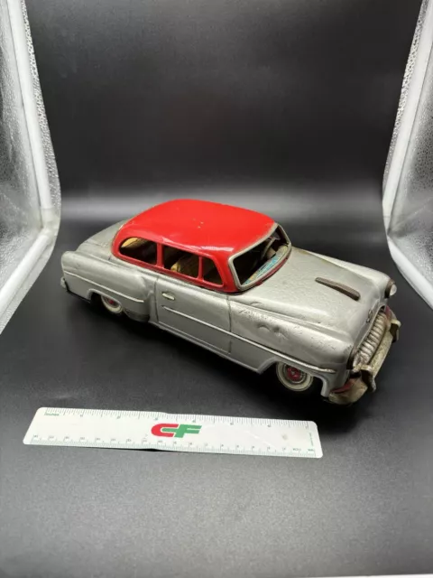 YONEZAWA OPEL OLYMPIA Record Silver Large Tin Toy Car NO BOX