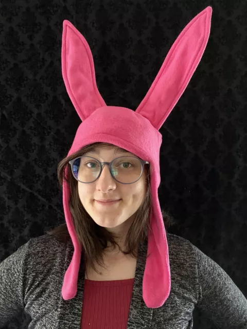 Bobs Burgers Louise Pink Bunny Ears Hat Cosplay Hair Bow Pin Clip