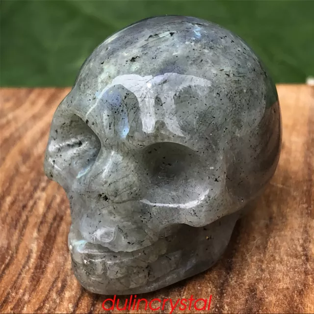 1pc Natural labradorite skull quartz crystal carved reiki healing gem 1.5''