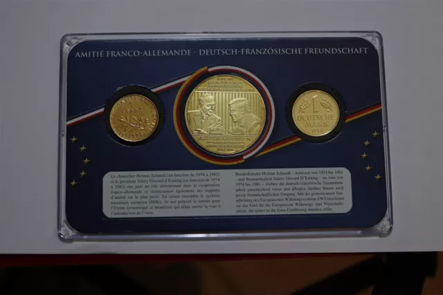 🧭 🇩🇪 Germany France Friendship Pact Cased Coin & Medal Set B62 #216