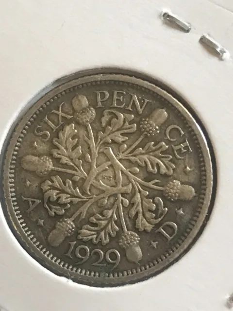 Inghilterra 6 Pence 1929 - George V  4th coinage Great Britain Silver Coin
