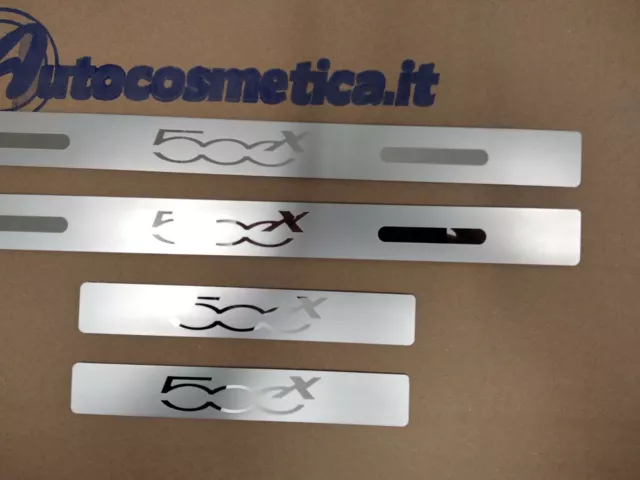 Protezione soglia sottoporta set battitacco acciaio satinato per Fiat 500X 2014+ 2