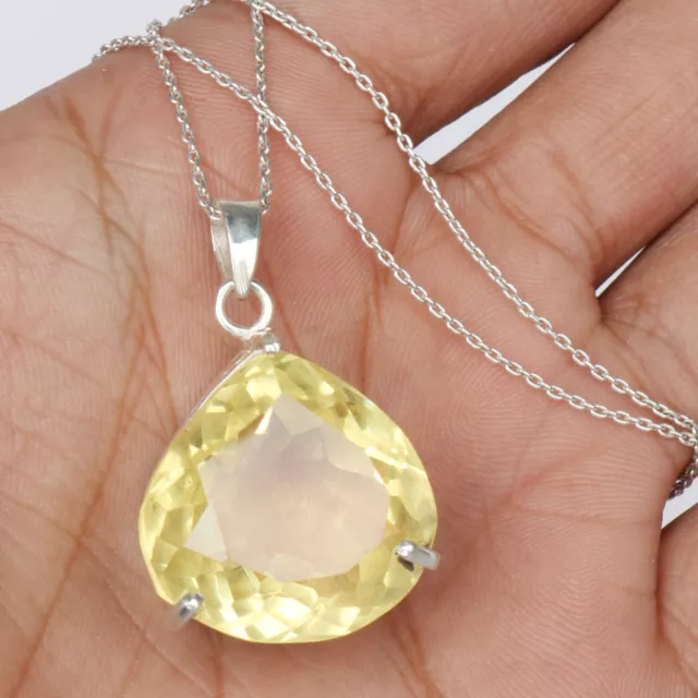 125ct Yellow Citrine Gem Pendant 925 Sterling Silver Jewelry for Mother's Day