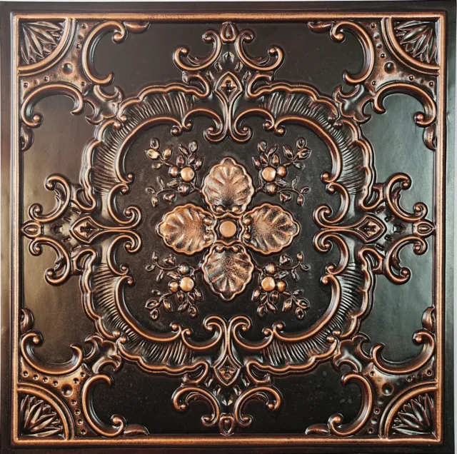 PVC Faux Tin Painting Panel 3D Stereo Wall Panels PL19 Traditional copper 10Pcs