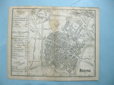 STAMPA ANTICA MAPPA PIANTA CARTA TOPOGRAFICA DELLA CITTA DI MODENA stampa-antica-mappa-pianta-carta-topografica-della-citta-di-modena
