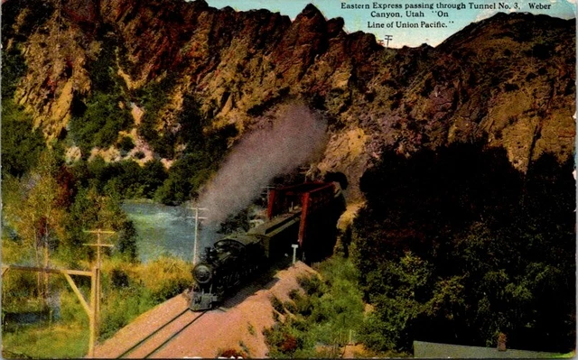 Postcard Union Pacific Railroad RR Eastern Express Weber Canyon Utah UT     U365
