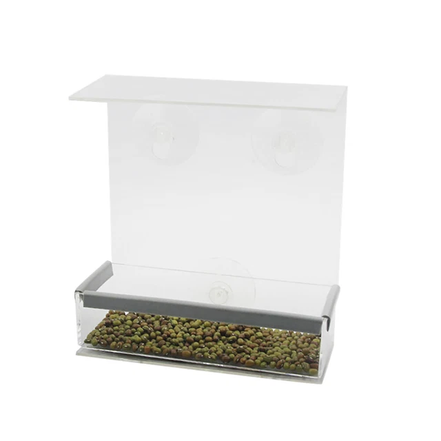 Seezengreen Fenster-Vogelfutterstation – Transparenter Futterspender Mit Saugnäpfen, Für Draußen, 21,6x14x10,9 Cm, Wildbeobachtung