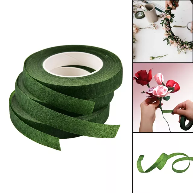 Durable Rolls Waterproof Green Florist Stem Elastic Tape Floral Flower H~LN