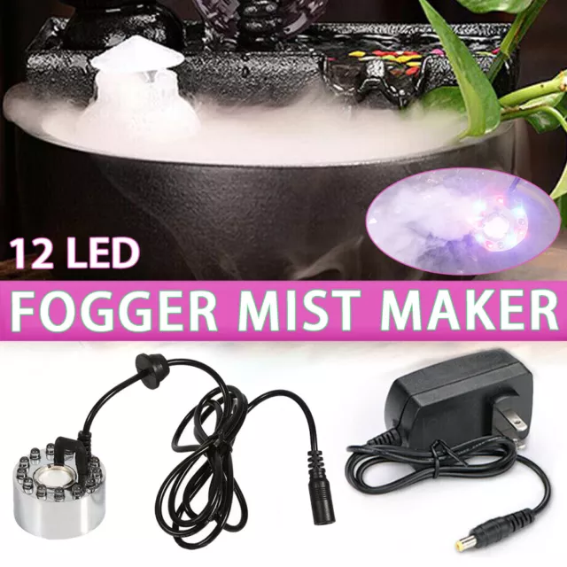 Fish Aquarium Fogger Mist Maker Fountain Mister Air Humidifier Pond 12 LED Hot