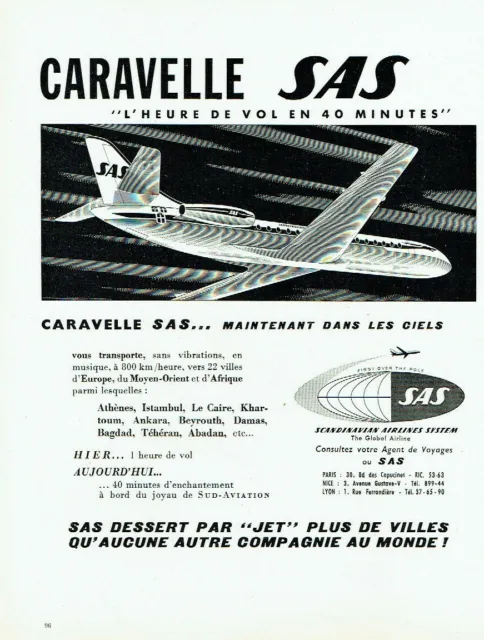 publicité Advertising 0821 1959  caravelle SAS Sud Aviation Euope Afrique Moyen