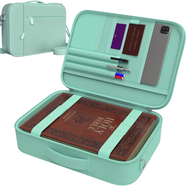 Large Bible Cover for Women Bible Case Bag Fits Books Up to 10.1x7.1x1.9" Green