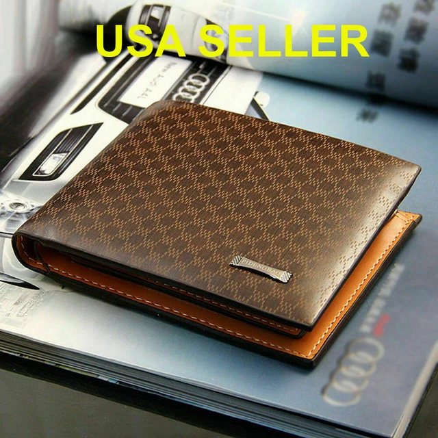 Men's CK Bifold ID Credit Sim Card Holder Leather Wallet Billfold Purse Slim