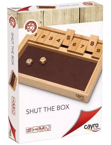TOSAVGA Shut The Box – Jeu De Société En Bois 2 Joueurs – 9 Tuiles, 2 Dés – Sac De Rangement – Cadeau Familial