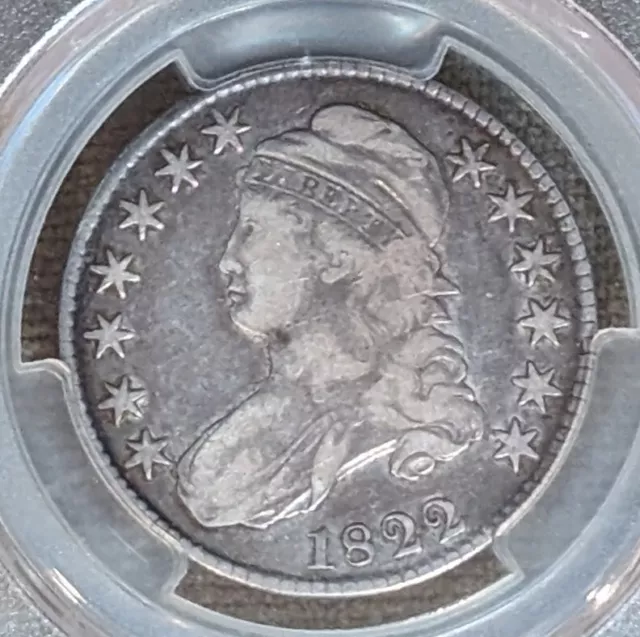 1822 PCGS F15 Capped Bust Silver Half Dollar Better Date 50c Fine