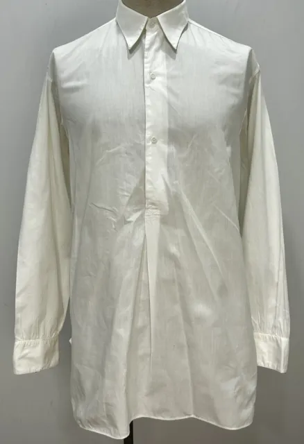 Camicia uomo anni '30 pullover bianco a punta di lancia colletto vintage finlandese 40 M