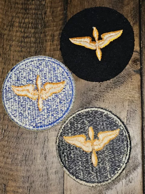 WWII US ARMY AAC Air Corps Officer Pilot Cadet Cut Edge Wool Patch Set ...