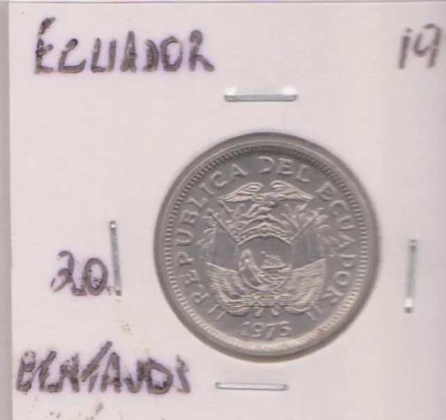 (H203-52) 1975 Ecuador 20 Centavos Coin (BA)