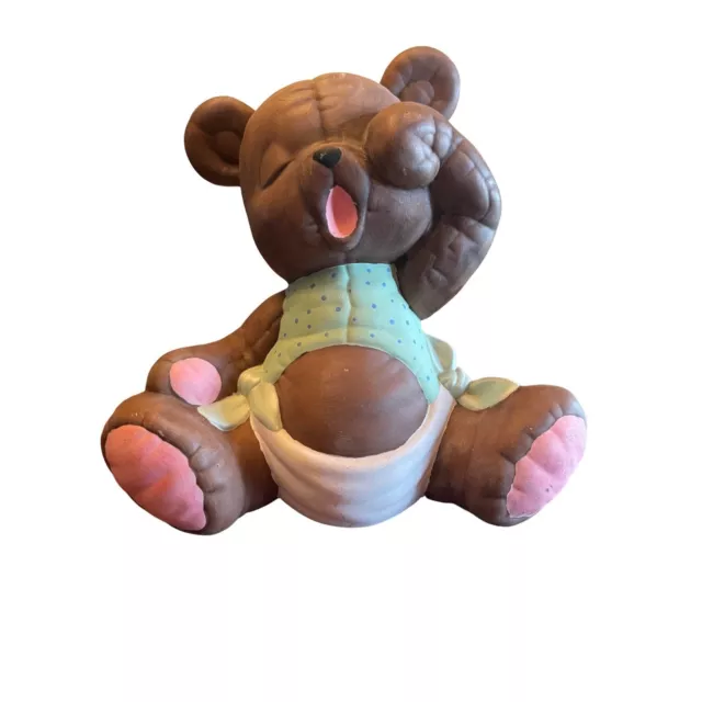 Vintage 1987 Kimple  Mold Yawning Bear Baby Toddler Decor Handpainted