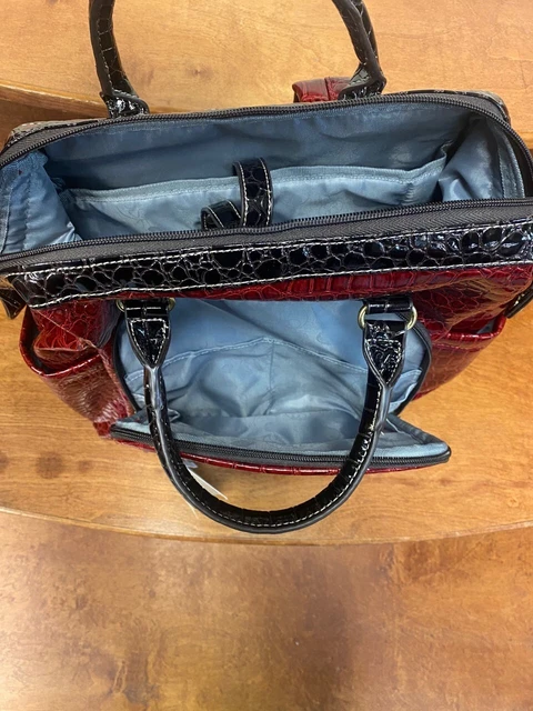 New Samantha Brown Classic Croc Backpack Burgundy / Brown Color 6