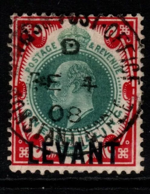 British Levant Sgl10 1905 1/= Dull Green & Carmine Fine Used