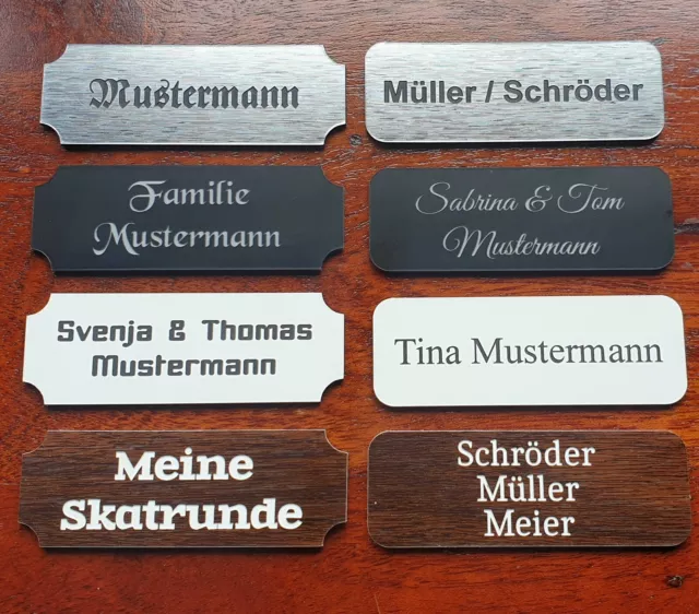 Briefkastenschild Klingelschild Türschild Namensschild selbstklebend mit Gravur